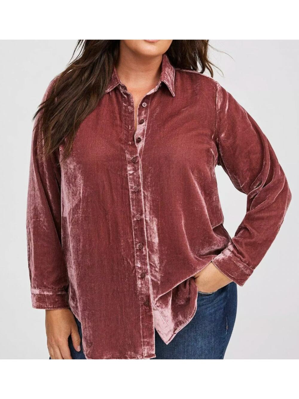 Torrid Lizzie Velvet Tunic Wild Ginger Pink Mauve 1X